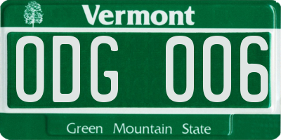 VT license plate ODG006