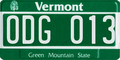 VT license plate ODG013