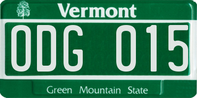 VT license plate ODG015