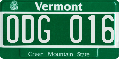 VT license plate ODG016