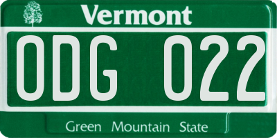 VT license plate ODG022
