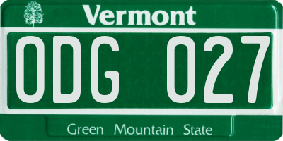 VT license plate ODG027