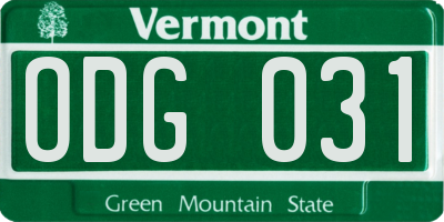 VT license plate ODG031