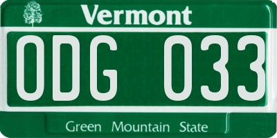 VT license plate ODG033