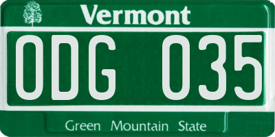 VT license plate ODG035