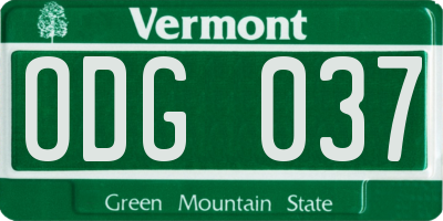 VT license plate ODG037