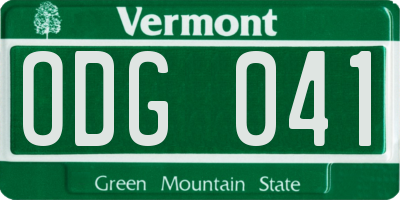 VT license plate ODG041