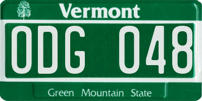 VT license plate ODG048