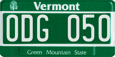 VT license plate ODG050
