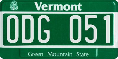 VT license plate ODG051