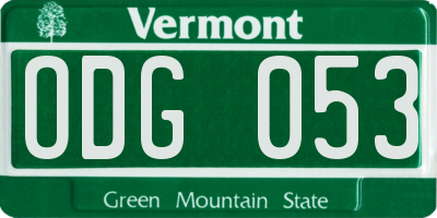 VT license plate ODG053