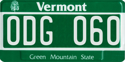 VT license plate ODG060