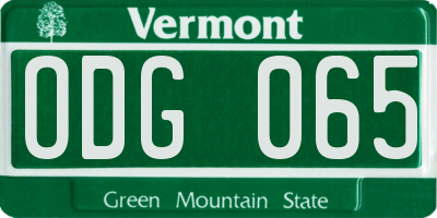 VT license plate ODG065