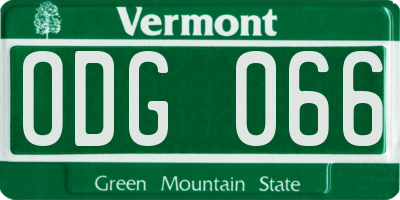 VT license plate ODG066