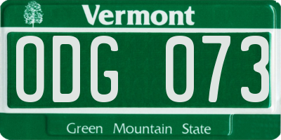 VT license plate ODG073