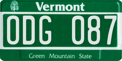 VT license plate ODG087