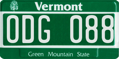 VT license plate ODG088