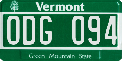VT license plate ODG094