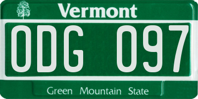 VT license plate ODG097