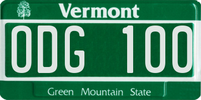 VT license plate ODG100