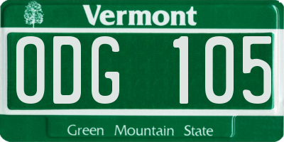 VT license plate ODG105