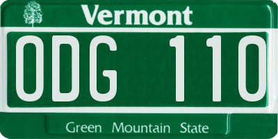 VT license plate ODG110