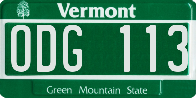VT license plate ODG113