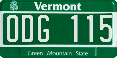 VT license plate ODG115
