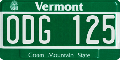 VT license plate ODG125