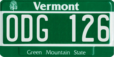 VT license plate ODG126