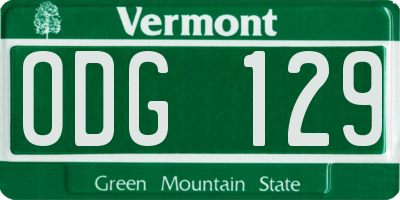 VT license plate ODG129