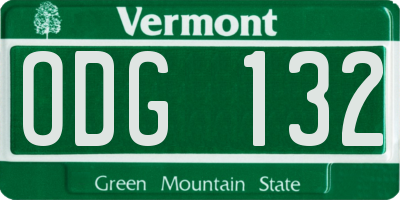 VT license plate ODG132