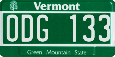VT license plate ODG133