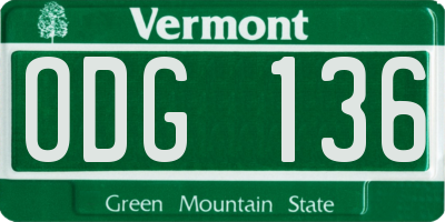 VT license plate ODG136