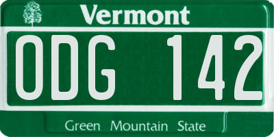 VT license plate ODG142