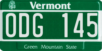 VT license plate ODG145