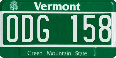 VT license plate ODG158