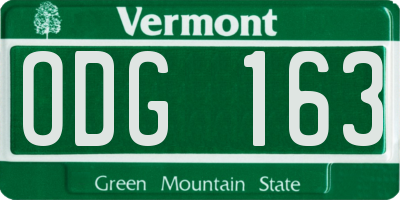 VT license plate ODG163