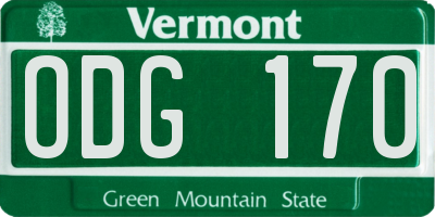 VT license plate ODG170