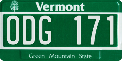 VT license plate ODG171
