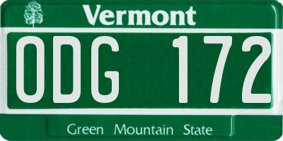 VT license plate ODG172