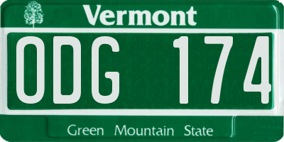 VT license plate ODG174