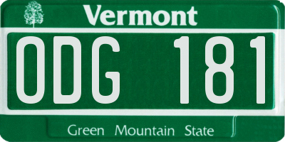 VT license plate ODG181
