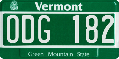 VT license plate ODG182