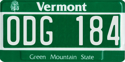VT license plate ODG184