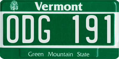 VT license plate ODG191