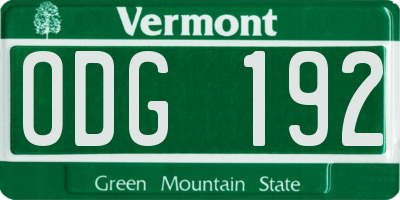 VT license plate ODG192
