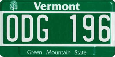 VT license plate ODG196