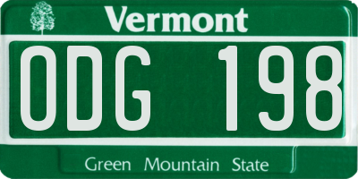VT license plate ODG198