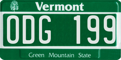 VT license plate ODG199